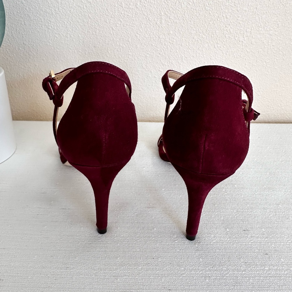 New Michael Michael Kors Simone Wine Suede Ankle Strap Dress Sandals Womens 8.5M - Picture 8 of 10